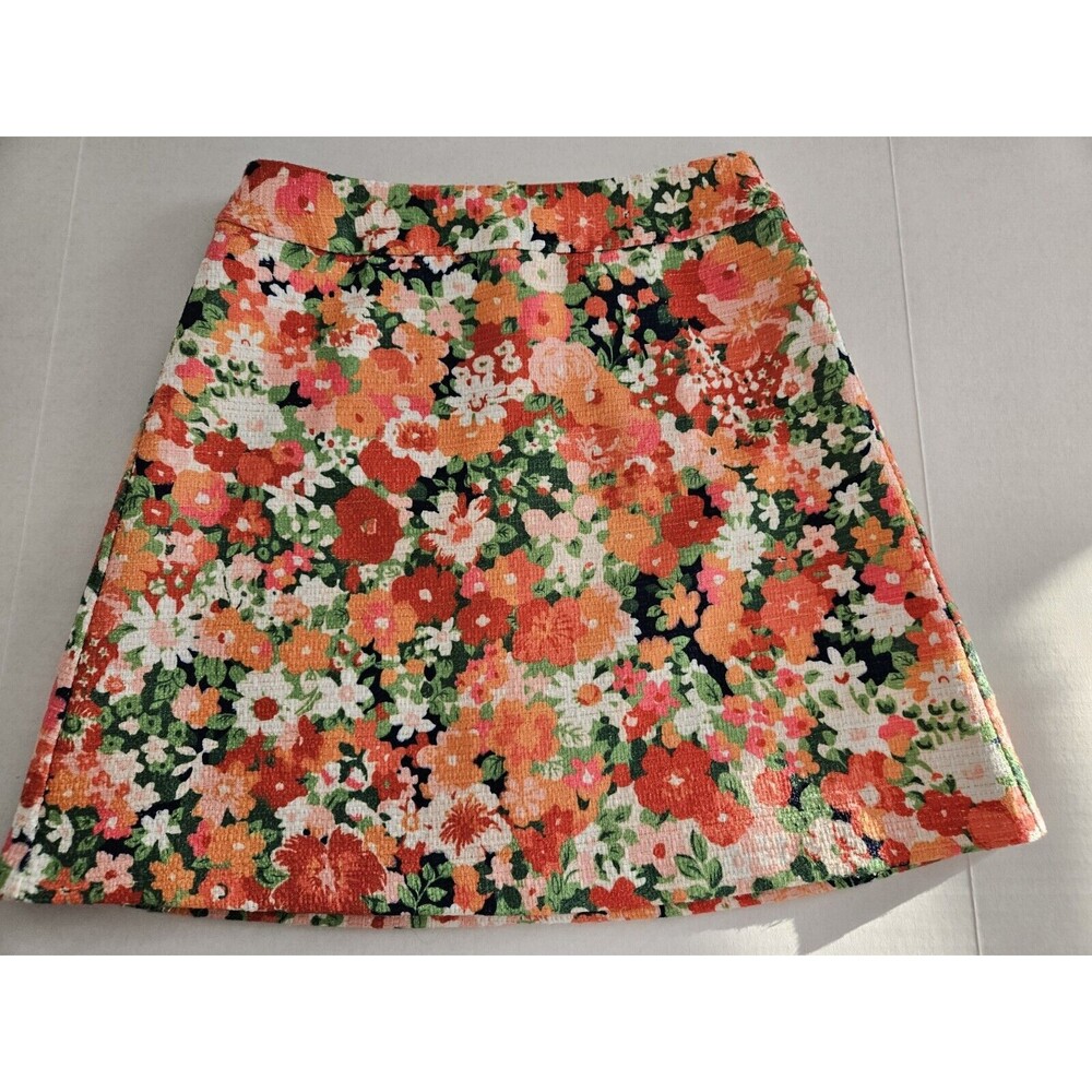 Julie Brown New York Floral Miniskirt With Goldtone Threads Dixie Size XS